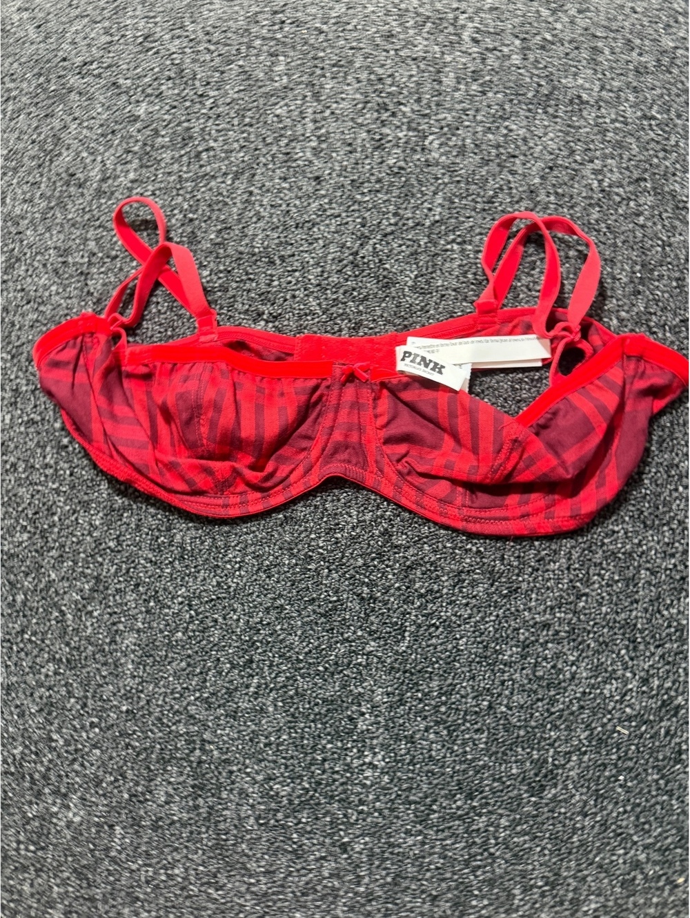 NWT PINK Red Plaid Underwire Bra Size 38B